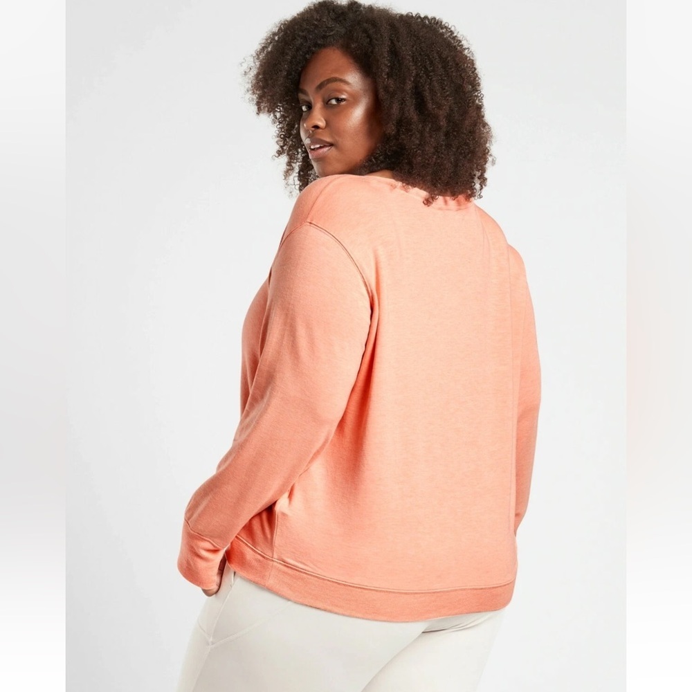 Athleta Sunrise V-Neck Sweatshirt Long‎ Sleeve Peach Heather Size XS - Picture 2 of 12
